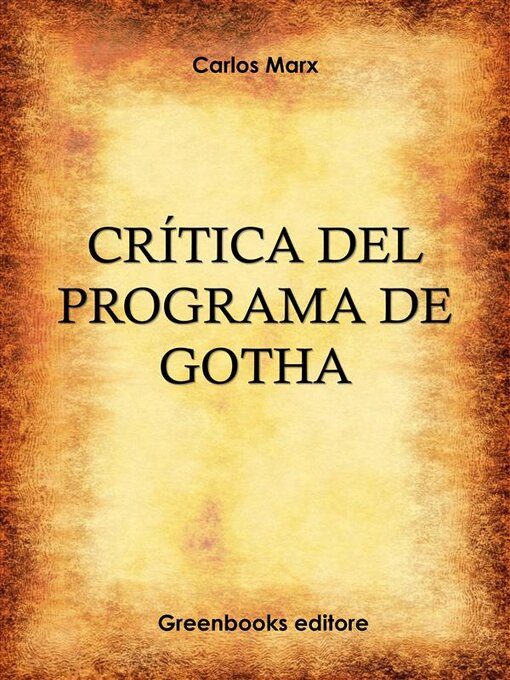 Title details for Crítica del programa de Gotha by Carlos Marx - Available